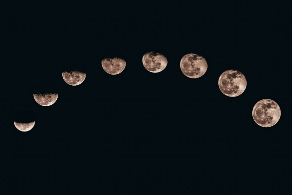 Moon phases representing Moon sign meanings in astrology