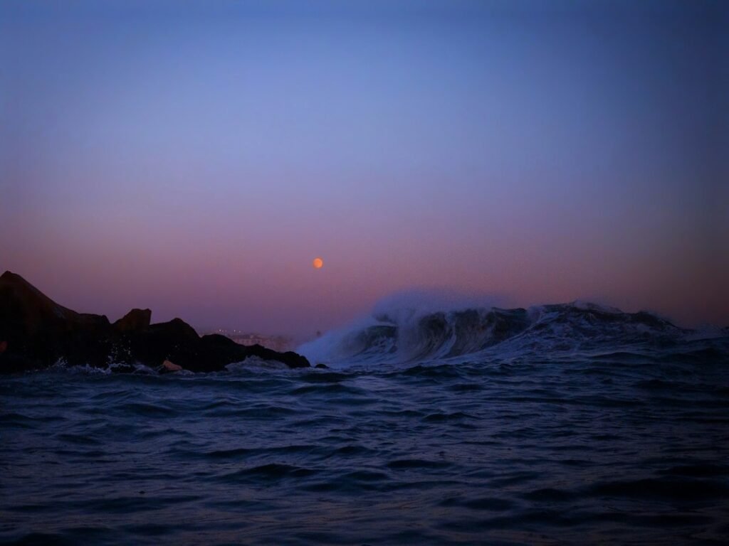Moonlit ocean waves representing Pisces Moon sign sensitivity and imagination