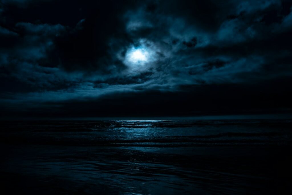 Full moon over dark water representing Scorpio Moon sign emotions